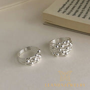 S925 Silver Multi Layers Line Beads Ring