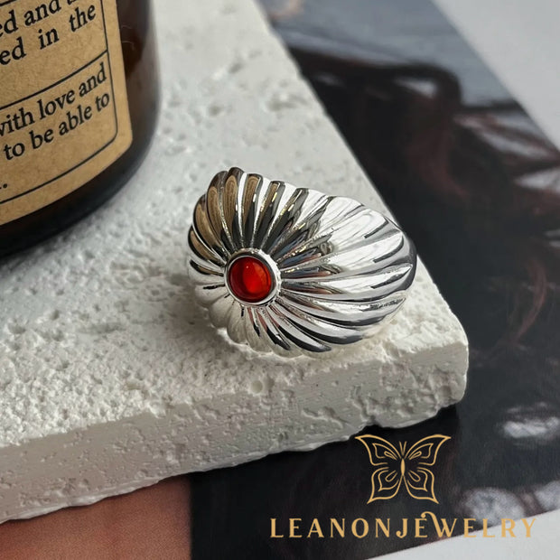 Sterling Silver Agate Adjustable Ring