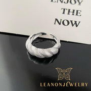 Sterling Silver Striped Adjustable Ring