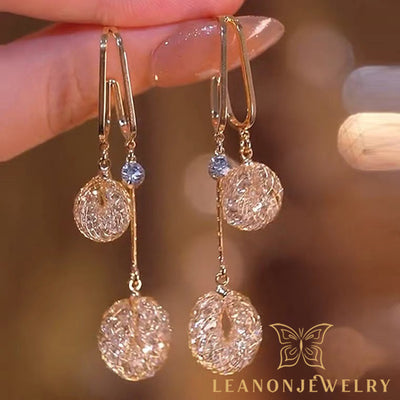 Hollow Metal Mesh Crystal Earrings