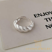 Sterling Silver Striped Adjustable Ring