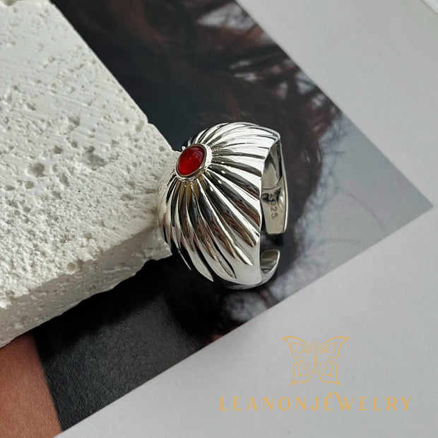 Sterling Silver Agate Adjustable Ring