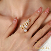 Angel Wings Zirconia Pearl Ring