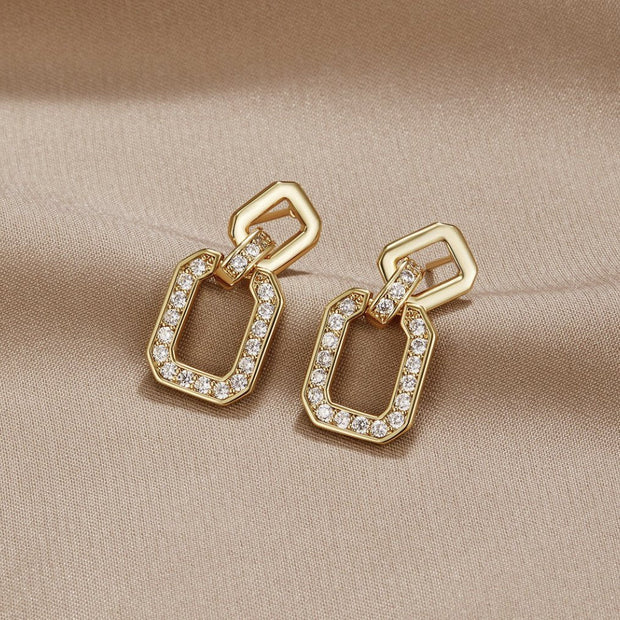 Dua Drop Crystal Square Earrings