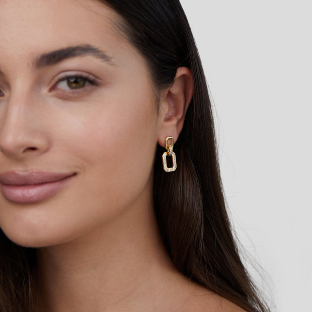 Dua Drop Crystal Square Earrings