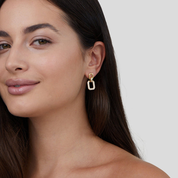 Dua Drop Crystal Square Earrings