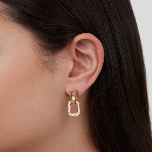 Dua Drop Crystal Square Earrings