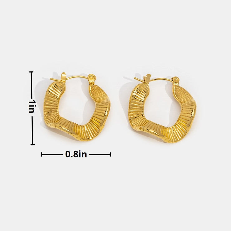 Geometric Wave Gold Hoop Earrings