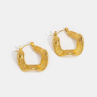 Geometric Wave Gold Hoop Earrings
