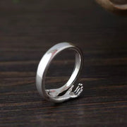 Sterling Silver Love Embrace  Adjustable Ring