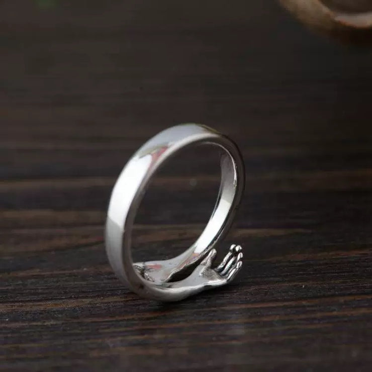 Sterling Silver Love Embrace  Adjustable Ring