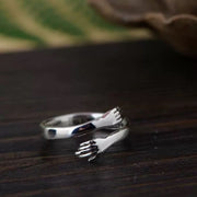 Sterling Silver Love Embrace  Adjustable Ring