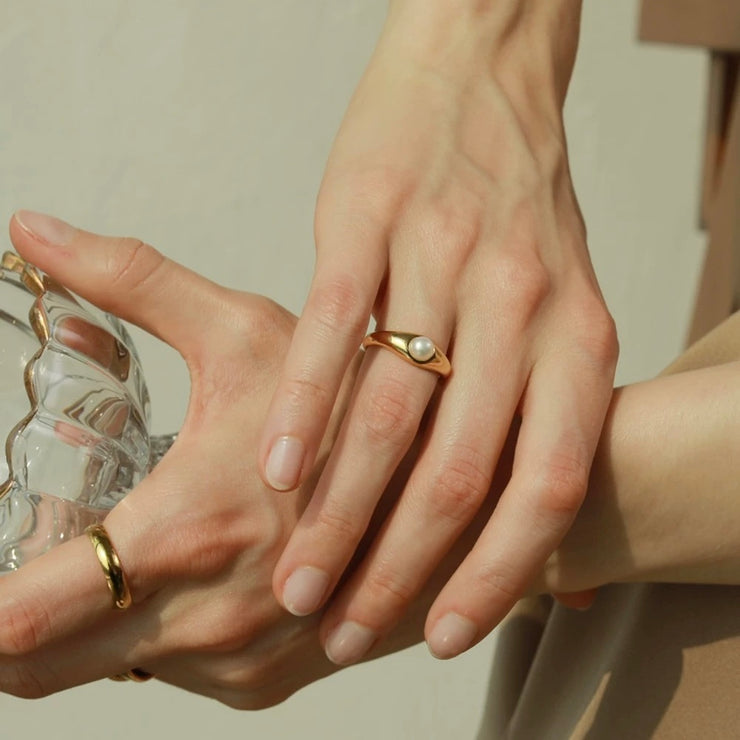 Sterling Silver Pearl Adjustable Ring