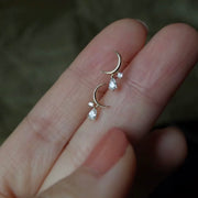 Sterling Silver Small curved moon earrings