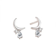 Sterling Silver Small curved moon earrings