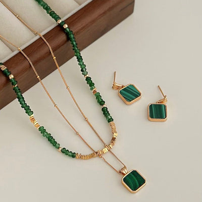 Emerald Crushed Silver Set