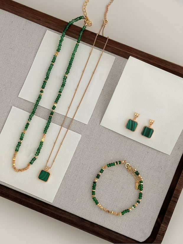 Emerald Crushed Silver Set