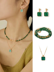 Emerald Crushed Silver Set