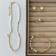 'Golden Bough & Jade Leaf' Natural Pearl Set