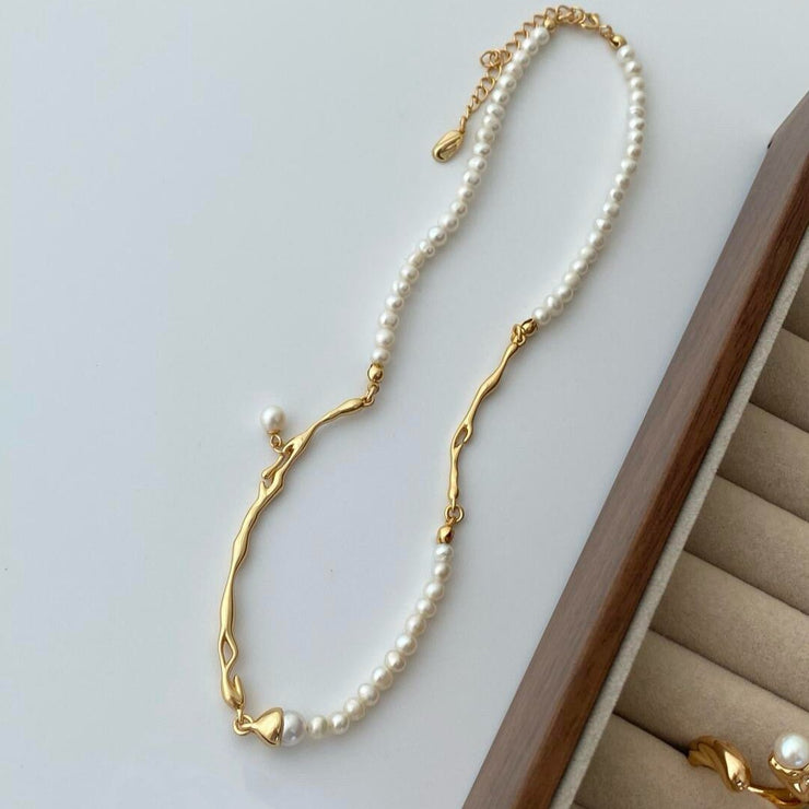 'Golden Bough & Jade Leaf' Natural Pearl Set