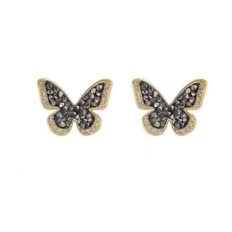 Black Diamonds Butterfly Earrings