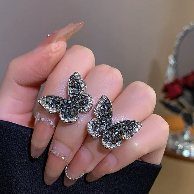 Black Diamonds Butterfly Earrings