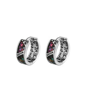 Sterling Silver  Colorful Shell Graffiti Adjustable Ring