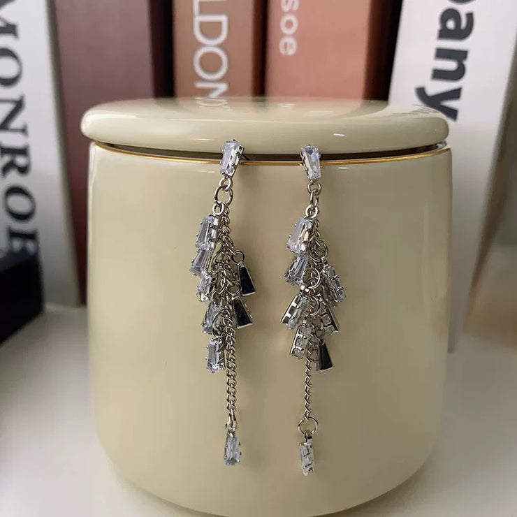 Crystal Tassel Long Earrings