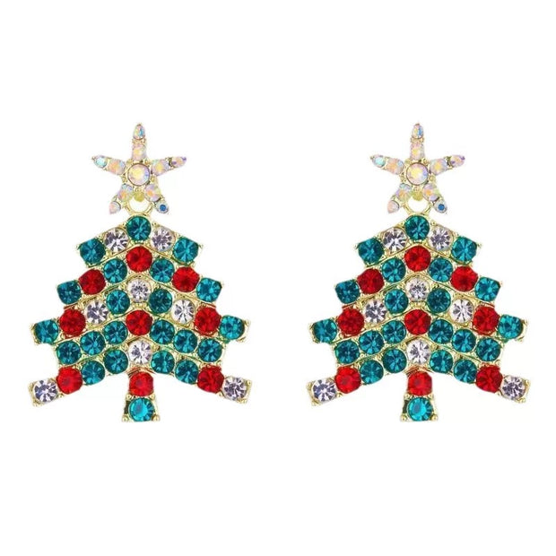 Colorful Christmas Tree Stud Earrings