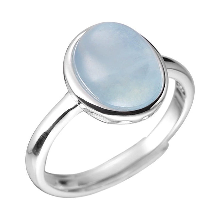 Sterling Silver Natural Aquamarine Adjustable Ring