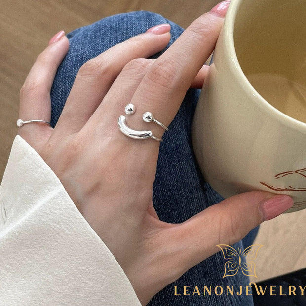 Sterling Silver Smile Adjustable Ring