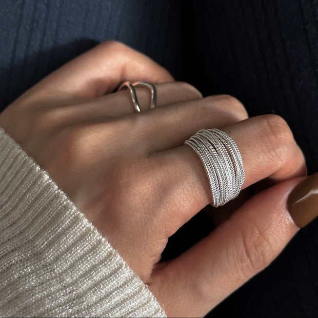 Sterling Silver Multi Wire Adjustable Ring