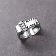 Sterling Silver Diamonds And Pearls Adjustable Ring