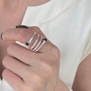 Multilayer Line Black Drip Adjustable Ring