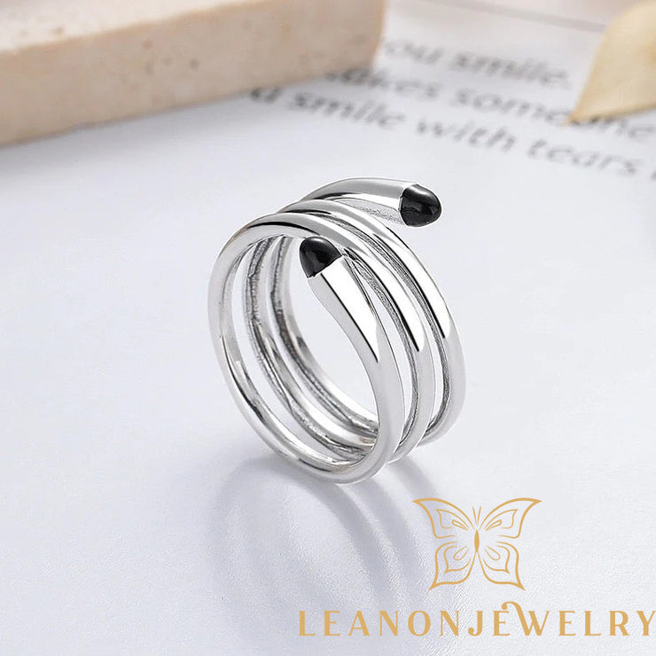 Multilayer Line Black Drip Adjustable Ring