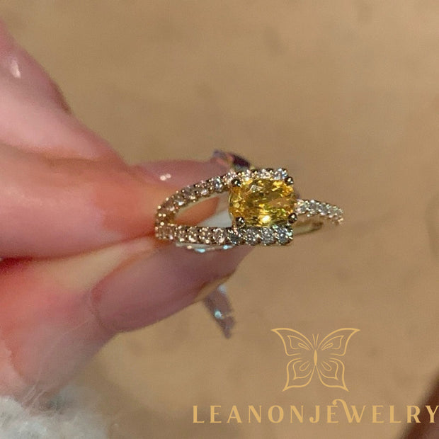 Sparkling Yellow Diamonds Adjustable Ring