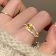 Sparkling Yellow Diamonds Adjustable Ring