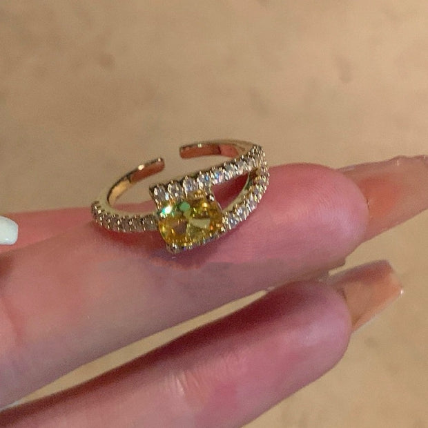 Sparkling Yellow Diamonds Adjustable Ring