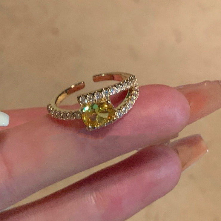 Sparkling Yellow Diamonds Adjustable Ring