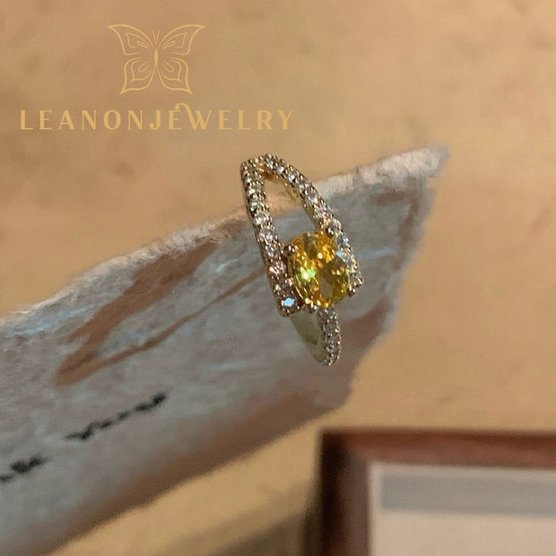 Sparkling Yellow Diamonds Adjustable Ring