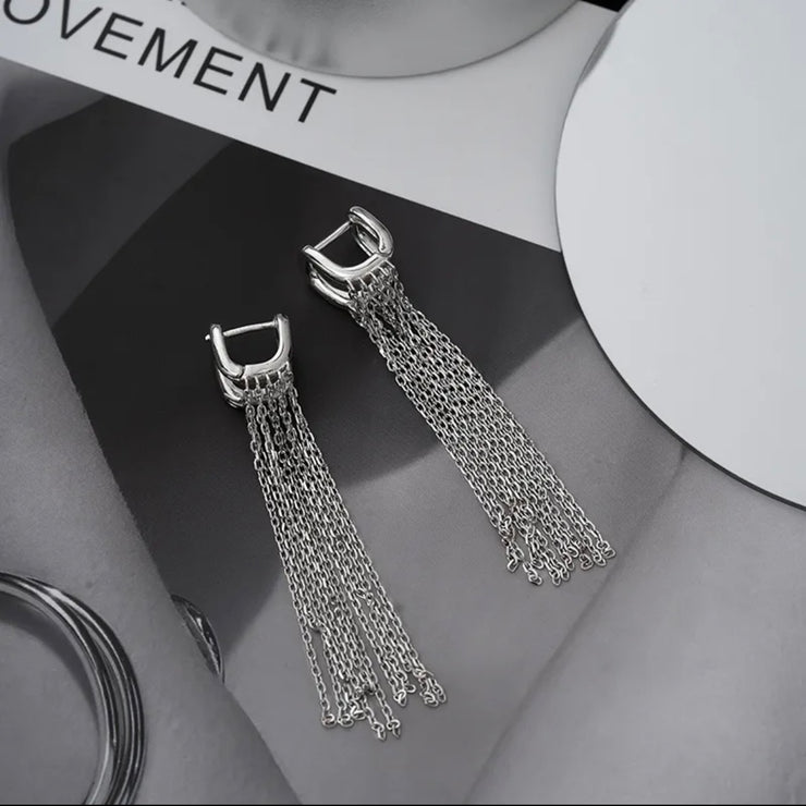 U-Shape Long Chain Tassel Earrings