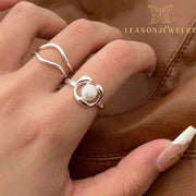 S925 Sterling Silver Pearl Adjustable Ring