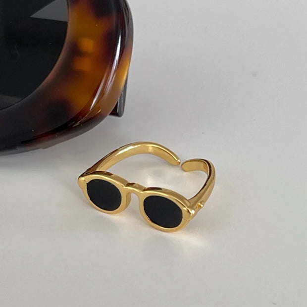 Sterling silver Creative Sunglasses Adjustable Ring