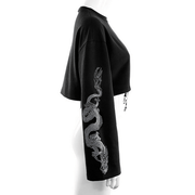 Women's Gothic Chinese Style Dragon Printed Long Sleeved Tee