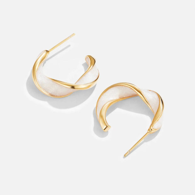 Mother of Pearl Twist Hoop Earrings