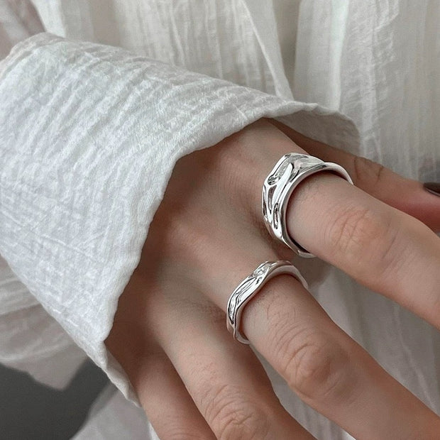 S925 Sterling Silver Irregular Texture Ring