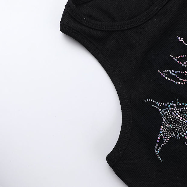 Women's Dark Rhinestone Tank Top