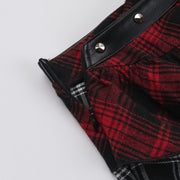 Red Plaid Spice Girl Irregular Half Skirt Women