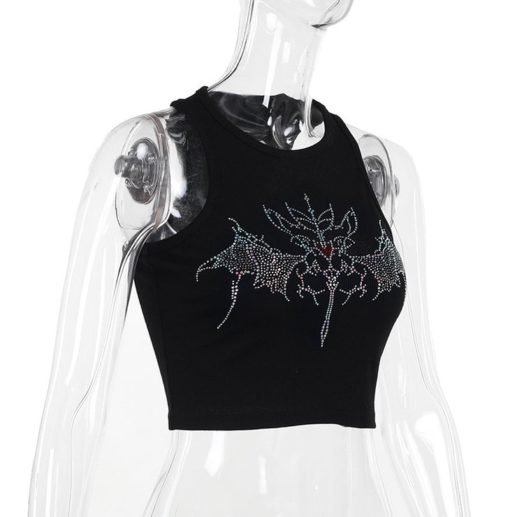 Women's Dark Rhinestone Tank Top