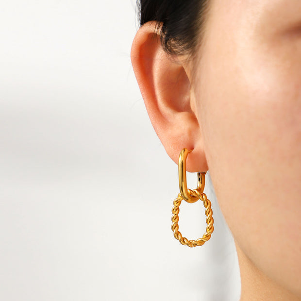 Twisted Pattern Patchwork Earrings